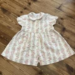 ポンポネットベビー花柄半袖ワンピース90cm pom ponette白ピンク