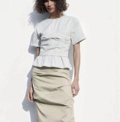 2024SS ZARA レイヤードデザイントップス　M ビスチェTシャツ　グレーのサムネイル