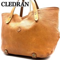 CLEDRAN クレドラン レザー トートバッグ キャメル 内側チェック柄