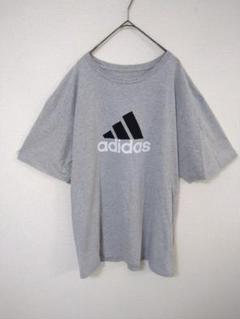 アディダス　adidas　Tシャツ　メンズXL　グレー色　ロゴプリント　綿系