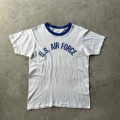 70s80s リンガーtシャツ USA製 USAF ホワイト×ブルー L相当