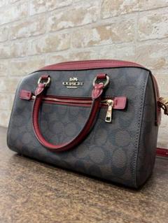 C1【used】COACH ハンドバッグ ブラウン1941 レッド