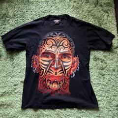 【L】古着　ラメ入りフェイスTシャツ