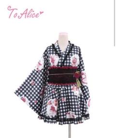新品未開封　ToAlice いちごギンガムチェック浴衣セット 浴衣ドレス ToAlice 浴衣ドレス いちごギンガムチェック浴衣セット