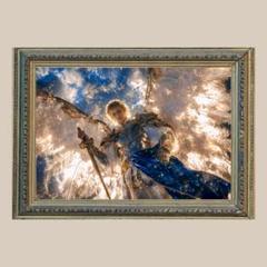 s︎⭐︎開運絵画 大天使ミカエル（緑） 強力波動 ヒーリング 特価セール 大天使ミカエル】Mサイズ（424㎜×545㎜）│スピリチュアル
