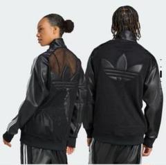 adidas フード付きレザー風ジャケット adidas フード付きレザー風ジャケット