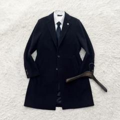 <良品>LARDINI ネイビー ウール チェスターコート サイズ48相当 良品>LARDINI ネイビー ウール チェスターコート サイズ48相当