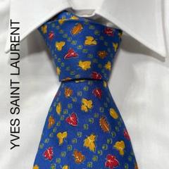 TG2592 YVES SAINT LAURENT リーフ ストライプ ネクタイ