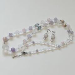 未使用 越田雅哉 ミックスクォーツ デザインネックレス ピアス セット ロンデルのサムネイル
