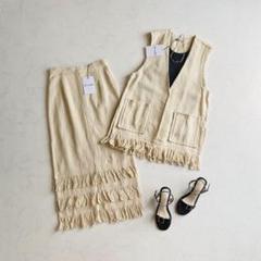 sara mallika CTN FRINGE GILET×SKIRT 23SS
