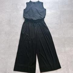美品✨ロワズィール 60/2綿麻天竺セミシルケットカットソーオールインワン 黒