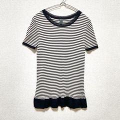 【カルバンクライン】サマーセーター 半袖 ボーダー クルーネック 裾フリルM相当