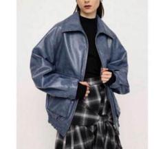 スライ　SLY フェイクレザージャケット　エージング加工　アウター　ブルゾン　青 SLY｜VINTAGE F/LEATHER S/ブルゾン | Rakuten Fashion(楽天