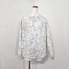 JUNO　花柄コットンブラウス（38）クリーム×ライトブルー　日本製