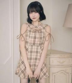 ミシェルマカロン フロントオープンチェックミニワンピース