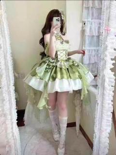 コスプレ プリンセス 花嫁 ロリータワンピース グリーン　ドレス　lolita