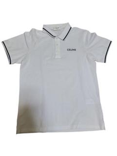 美品 セリーヌ CELINE ポロシャツ 鹿の子 バイカラー ロゴ ハーフジップ 美品 セリーヌ CELINE ポロシャツ 鹿の子 バイカラー ロゴ