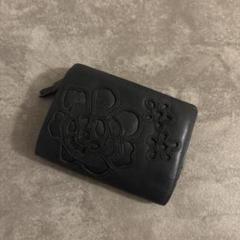 KENZO❤︎二つ折り財布　レザーブラック　花柄のサムネイル