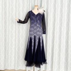 【SALE】社交ダンス カラオケドレス 舞台衣装 紺
