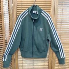 【美品】アディダス パーリィ トラックジャケット ショート丈 くすみグリーン 2XL90s】アディダス刺繍トラックジャケット古着ジャージトップ緑