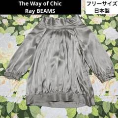 【値下げOK】RAY BEAMS サテン五分袖チュニック フリーサイズ　シルバー