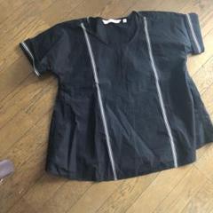 UNIQLO LEMAIRE ストライプデザイン 半袖トップス 黒