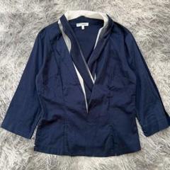 美品✨イタリア製❗【NARACAMICIE】ネイビー ブラウス 冷房対策❗綿混