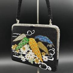 極美品☆希少☆総ビーズ和装・洋装バック花柄　ワンショルダーバック 極美品】花柄刺繍ビーズバッグ 和装洋装ビーズハンドバッグ