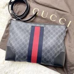 【美品】GUCCI ショルダーバッグ シェリーライン レザー ブラック GG