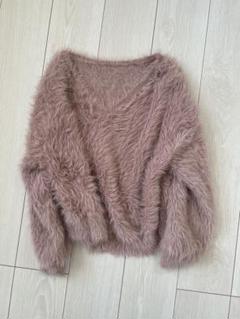 ZAMPA 毛100% フェレット　ファー加工　シャギー ニット　セーター　茶 ZAMPA 毛100% フェレット ファー加工 シャギー ニット セーター 茶