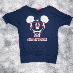 Disney【M】半袖Tシャツ　ネイビー　マッキーマウス　レディース　薄手