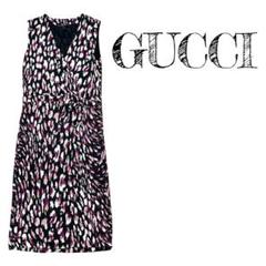 【GUCCI】モノグラム ノースリ ワンピ ドレス レザー 送料関税込 GUCCI(グッチ) サイドレースアップノースリーブワンピース255188