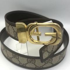 美品 グッチGG ベージュ ブラウン レザー ベルト - メルカリ