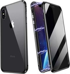 iphoneXR覗き見防止ケース両面ガラス黒