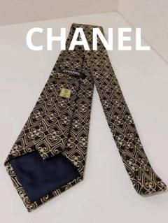☆美品☆CHANEL シャネル　ブラウン ダイヤモンドパターン ネクタイ 美品】CHANEL シャネルネクタイ ブラック ゴールド ハート