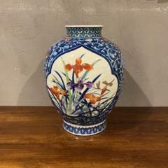 有田焼 池田視行作 二方割 花鳥文 大壺 36cm 骨董品 染錦　コレクション 有田焼 池田視行作 二方割 花鳥文 大壺 36cm 骨董品 染錦