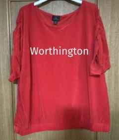 Worthington 赤　ボリューム袖 トップス Tシャツ カットソー