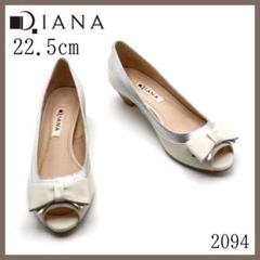 新品 Diana ダイアナ パンプス オープントゥ アイボリー 2094