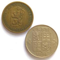 チェコ硬貨 50コルナ 10枚 約27mm front-czech-10-koruna-coin-