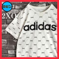 アディダス 総柄 adidas ビッグロゴ tシャツTシャツ オールドデザイン白