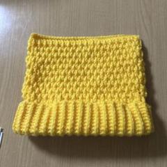 ハンドメイド　黄色い猫耳ニット帽　大人サイズ
