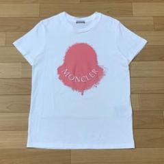 ［極美品］MONCLER モンクレール　ピンクロゴ　ホワイト Tシャツ4S435