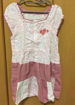 花柄とチェック柄のノースリーブワンピース 120cm