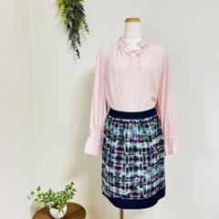 ✨美品✨1eins Schrittチェックスカート オシャレ ネイビー