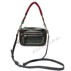 【中古美品】Desigual◆2WAY刺繍ミニクロスボディバッグ◆ブラック