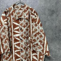 90s vintage 半袖　柄シャツ　メンズ　古着　レーヨン　個性派　奇抜