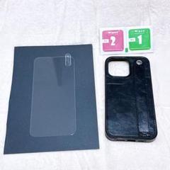 ✿iPhone 14proMaxケース ブラック ガラスフィルム シンプル