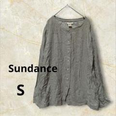 Sundance グレー 総レース ルミー長袖ブラウス S シワ加工ナチュラル系