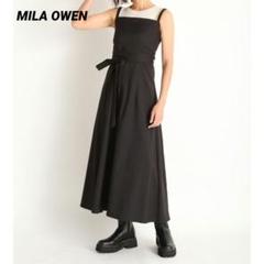 美品 Mila Owen ワンピース キャミソール リボン ブラック 1 リネン