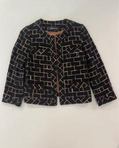 【美品✨】Deuxieme Classe ノーカラーツイードジャケット　金釦　S SHOO・LA・RUE ジャケット ノーカラージャケット ノーカラー 金